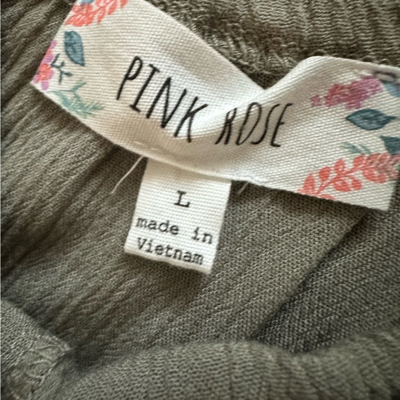 Pink Rose Olive Green Jumpsuit Size Large - Picture 7 of 7